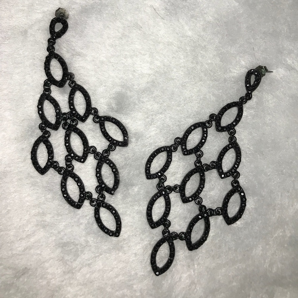 Black Chandelier Earrings with black Crystals